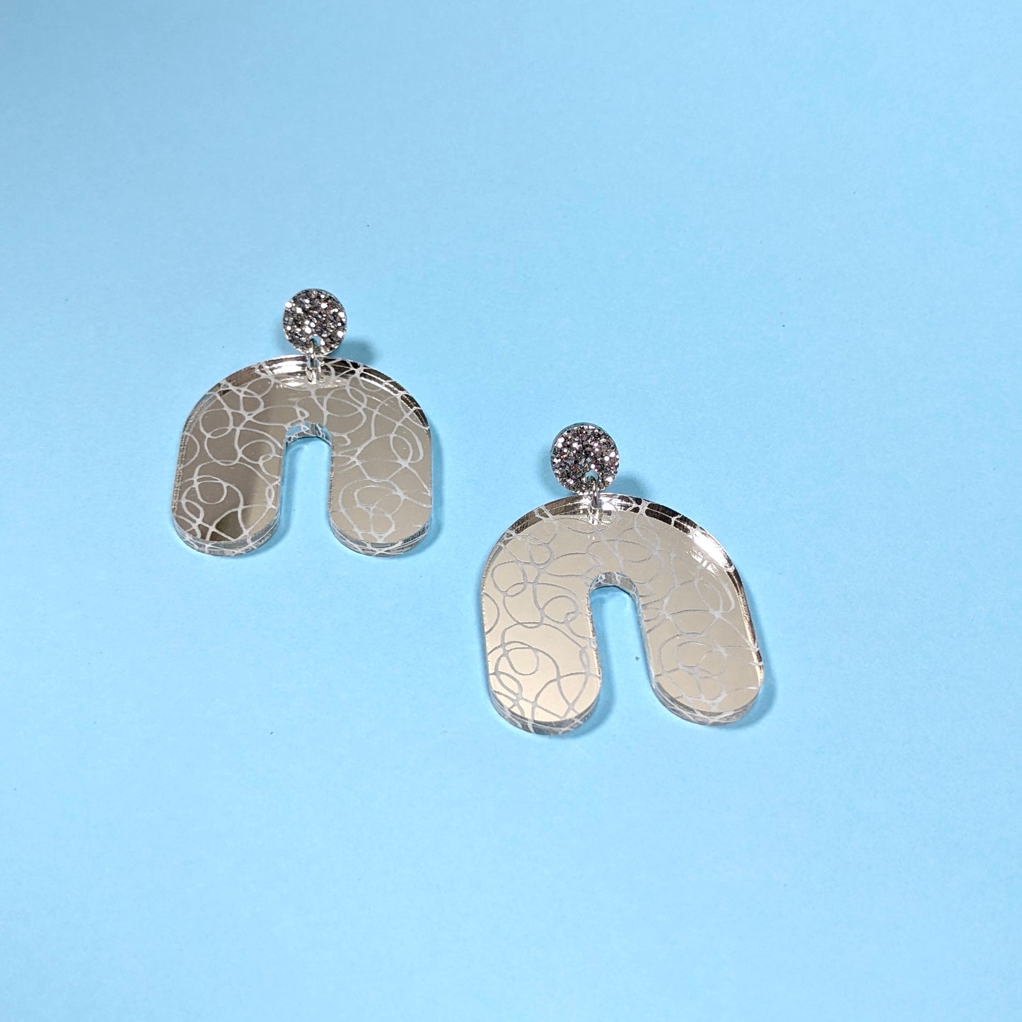 Mirrored Doodle Arch Earrings