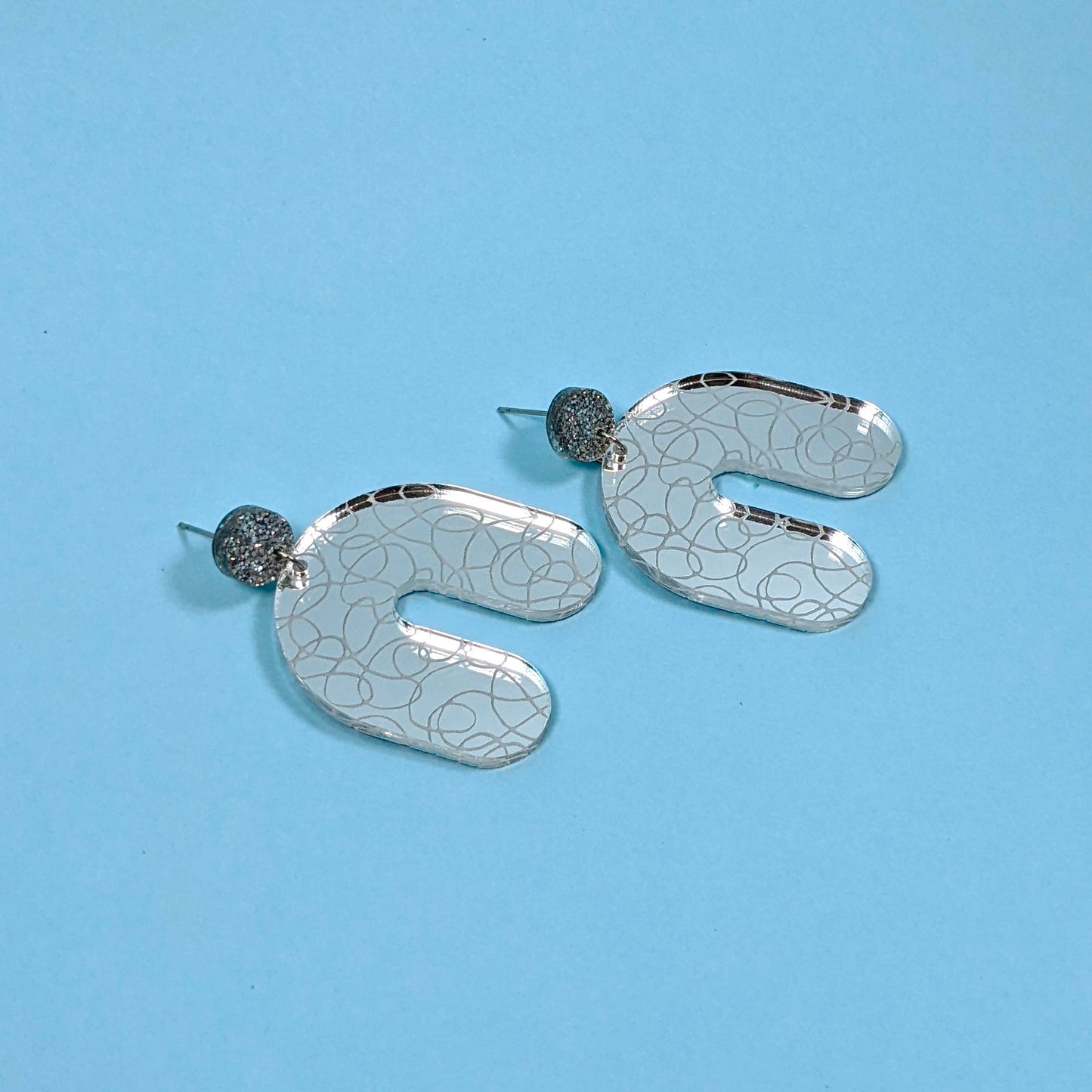 Mirrored Doodle Arch Earrings