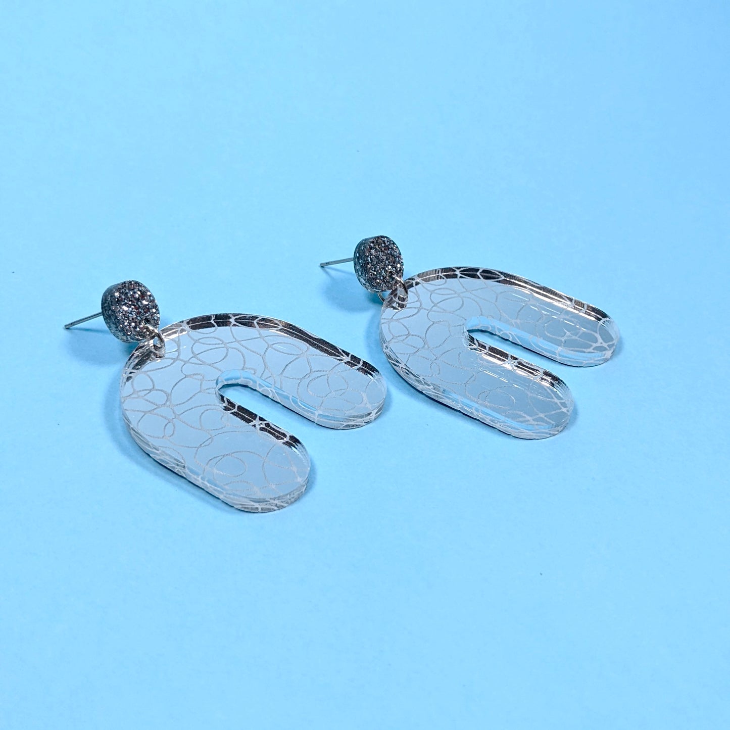 Mirrored Doodle Arch Earrings