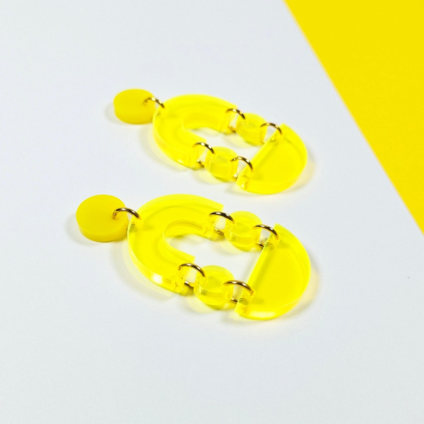 Neon Yellow Echelle Earrings