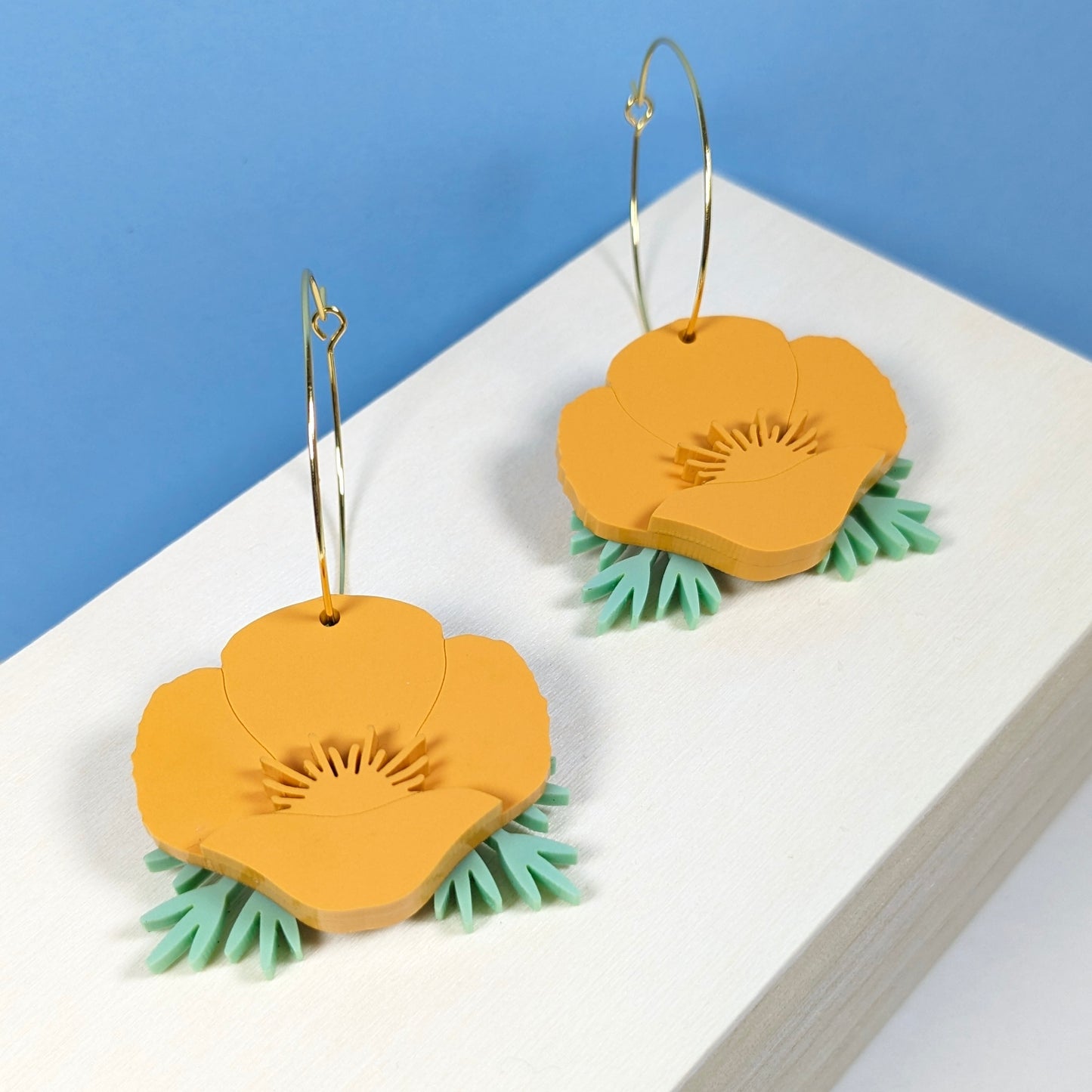 California Poppy Hoop Earrings