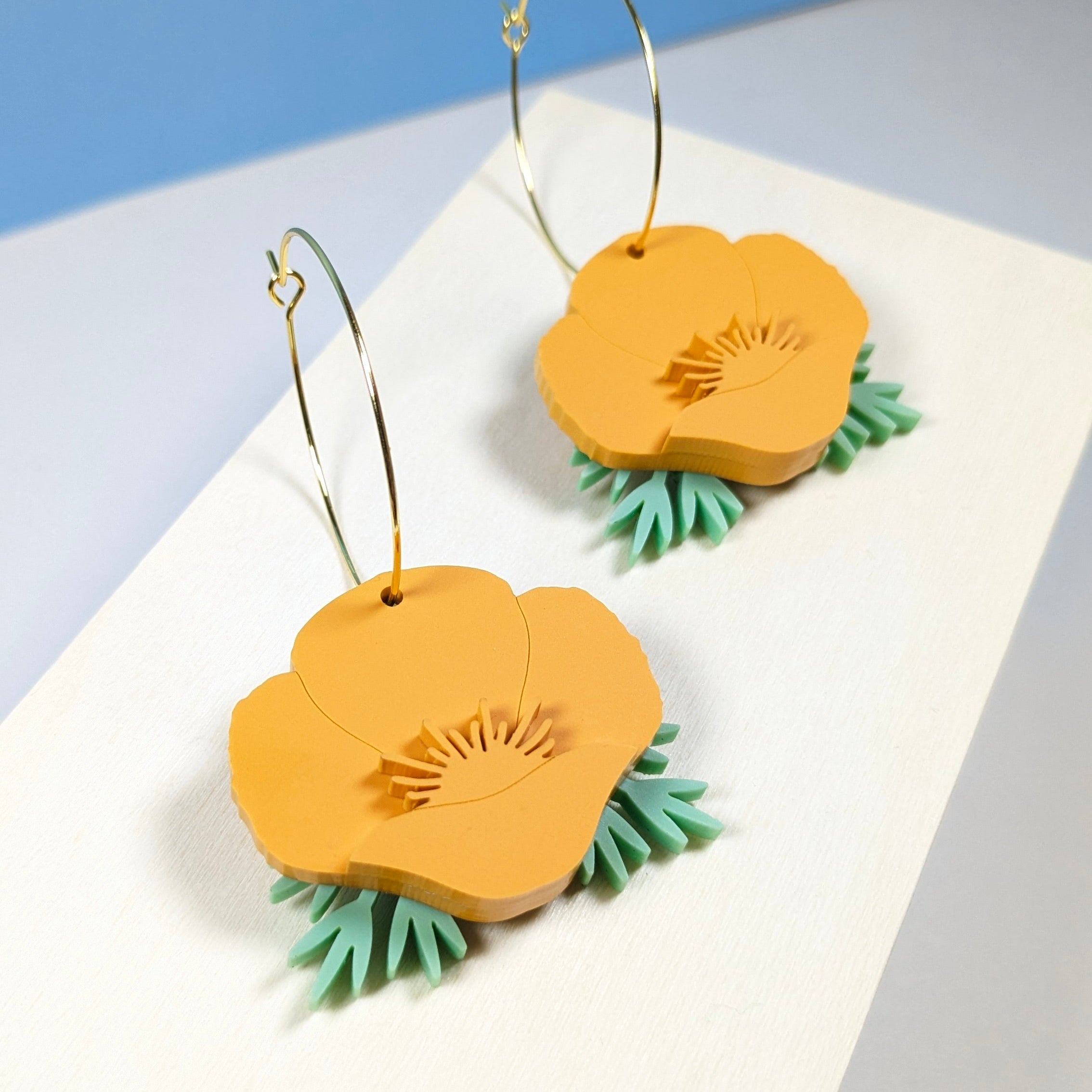 California Poppy Hoop Earrings