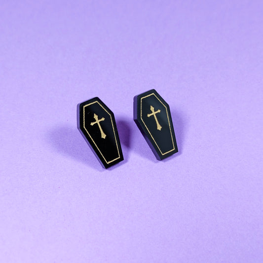 Miniature Coffin Stud Earrings
