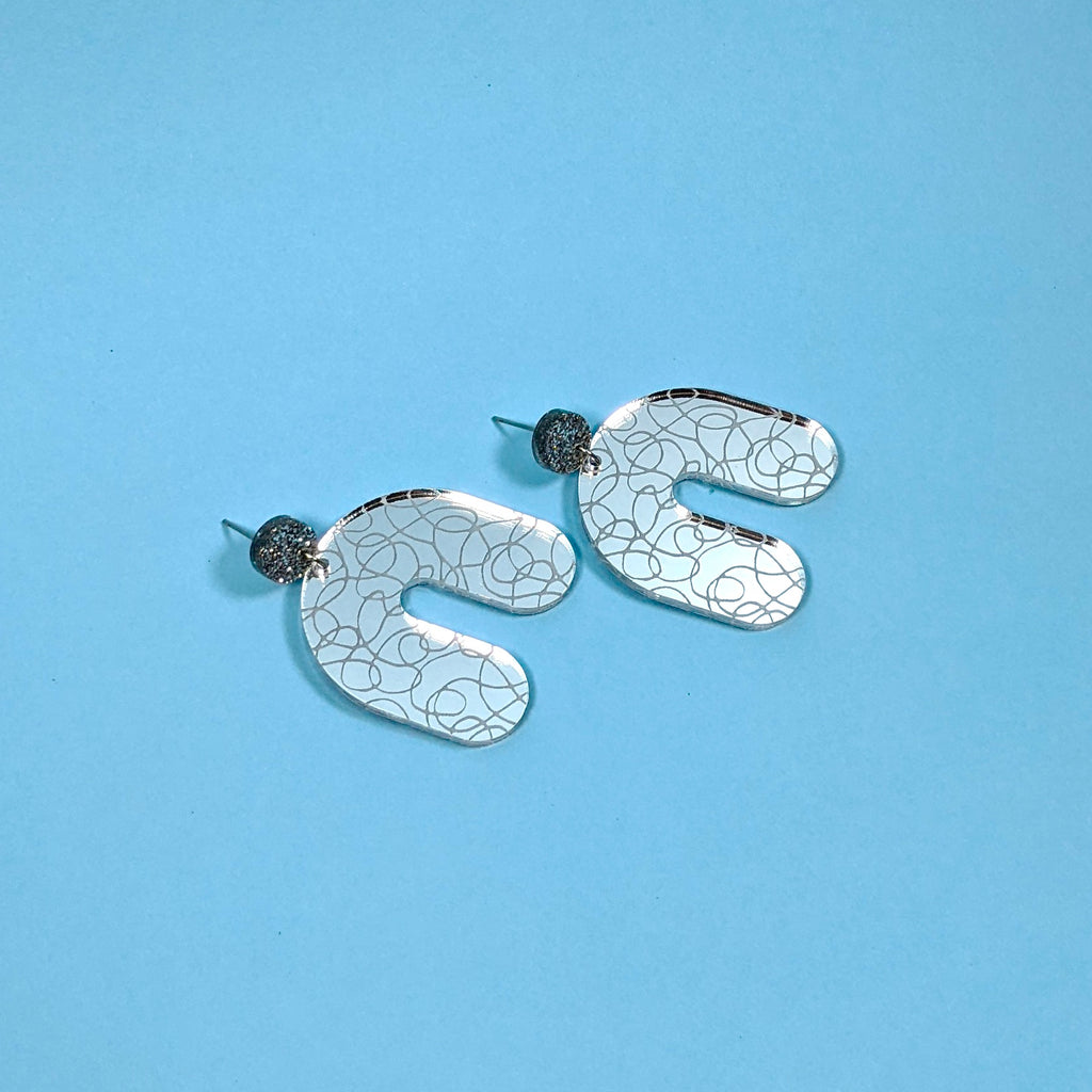 Mirrored Doodle Arch Earrings