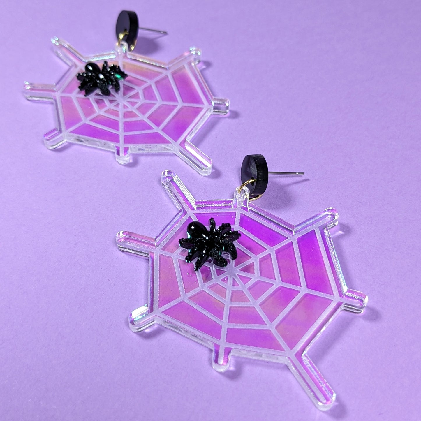 Iridescent Spider Web  Earrings