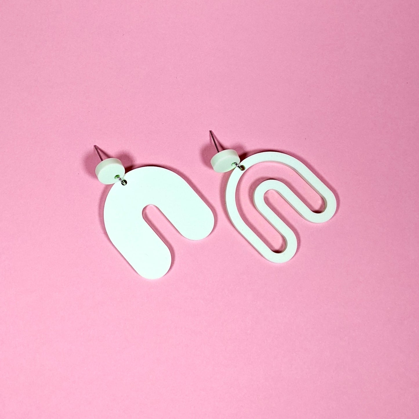 Mismatched Mint Arch Earrings