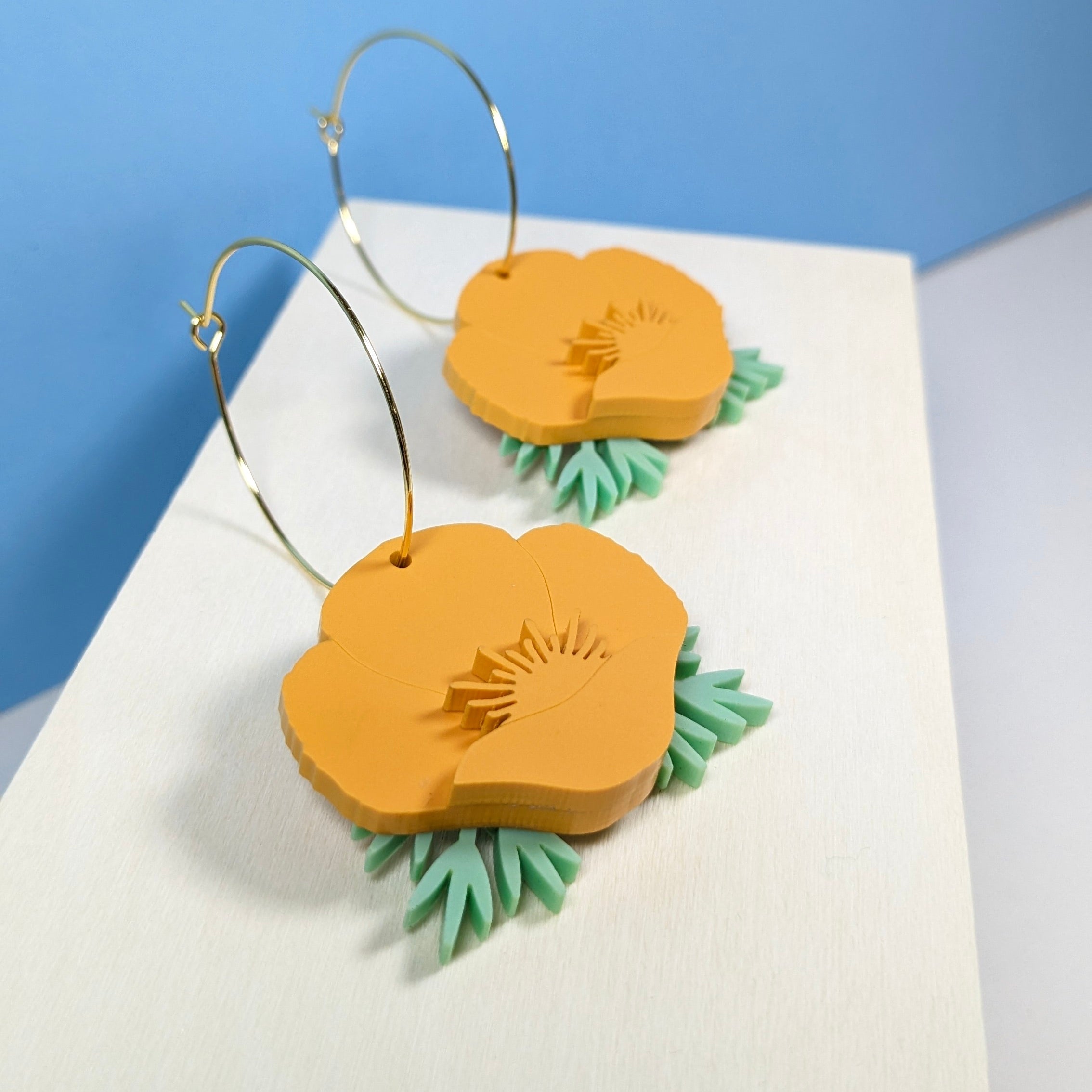 California Poppy Hoop Earrings