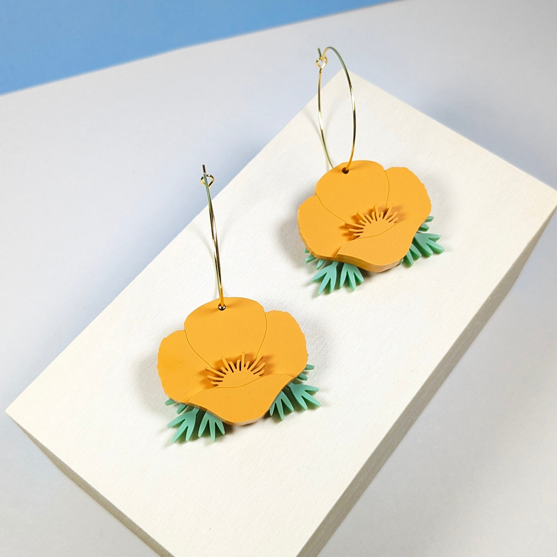 California Poppy Hoop Earrings