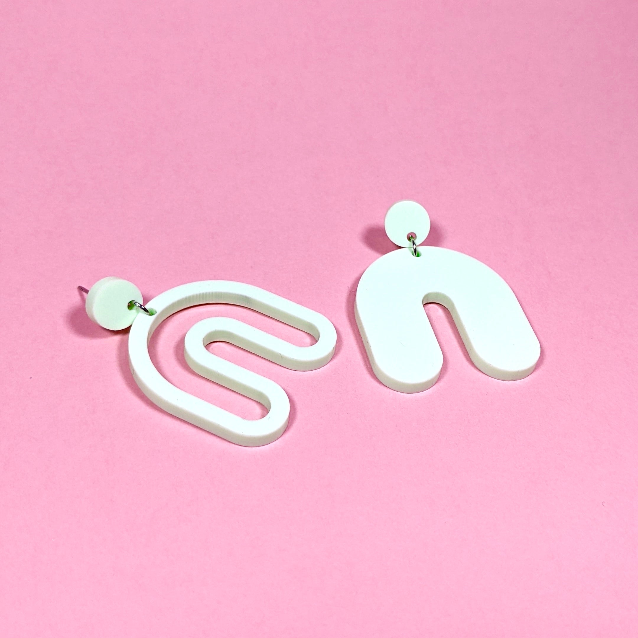 Mismatched Mint Arch Earrings