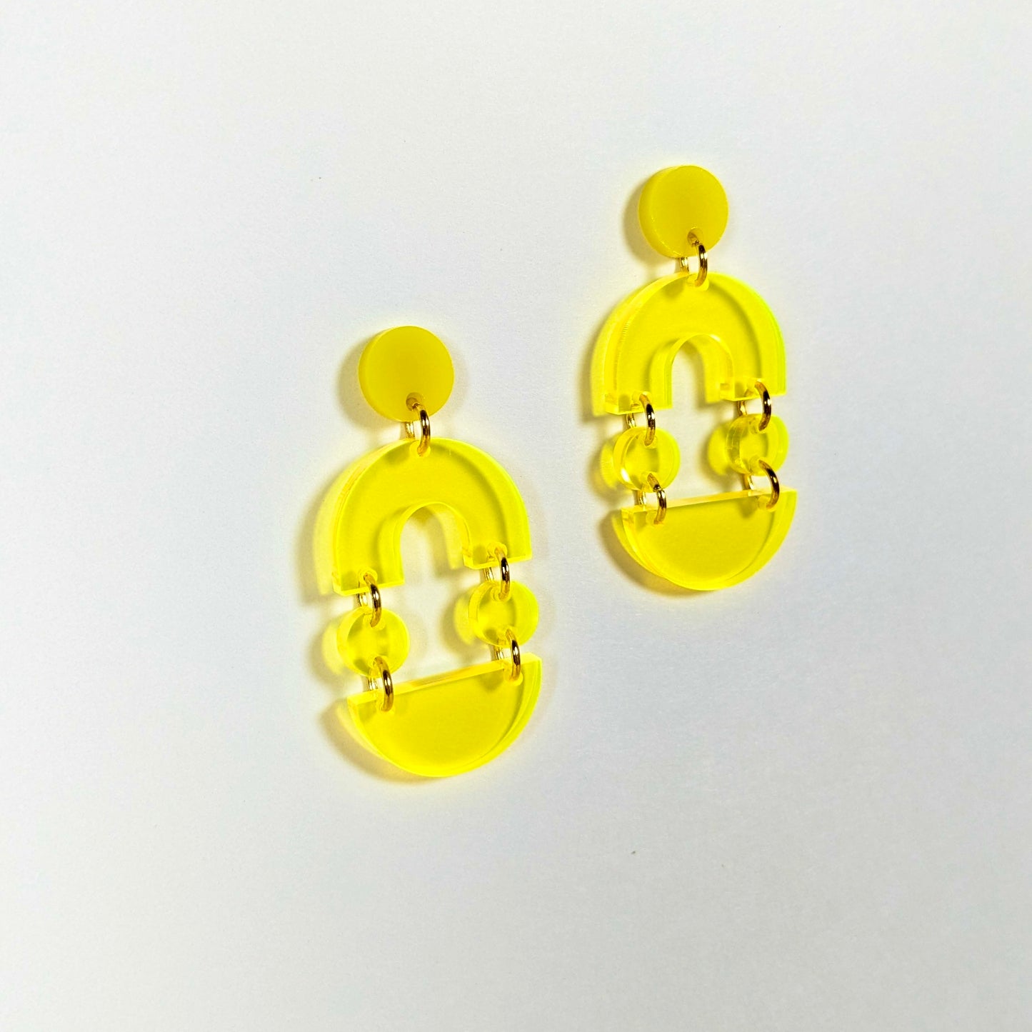 Neon Yellow Echelle Earrings