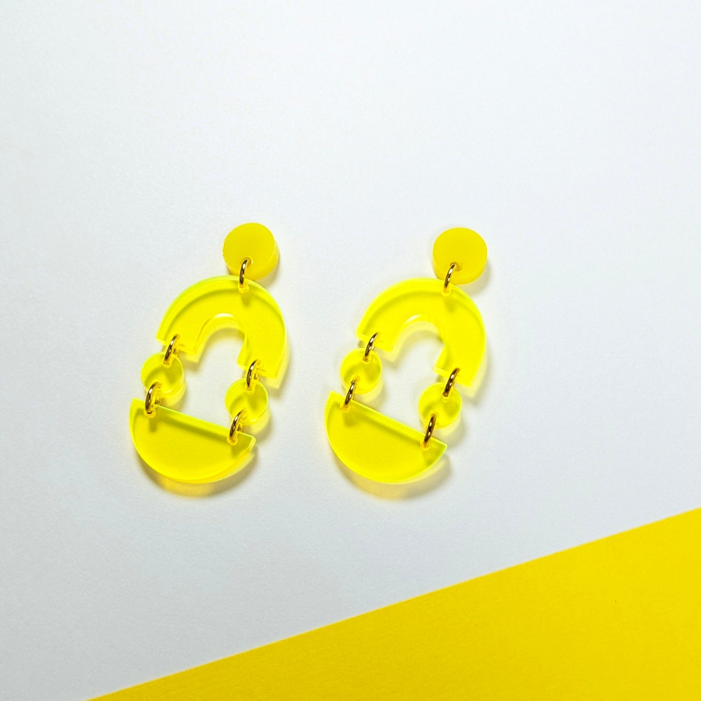 Neon Yellow Echelle Earrings