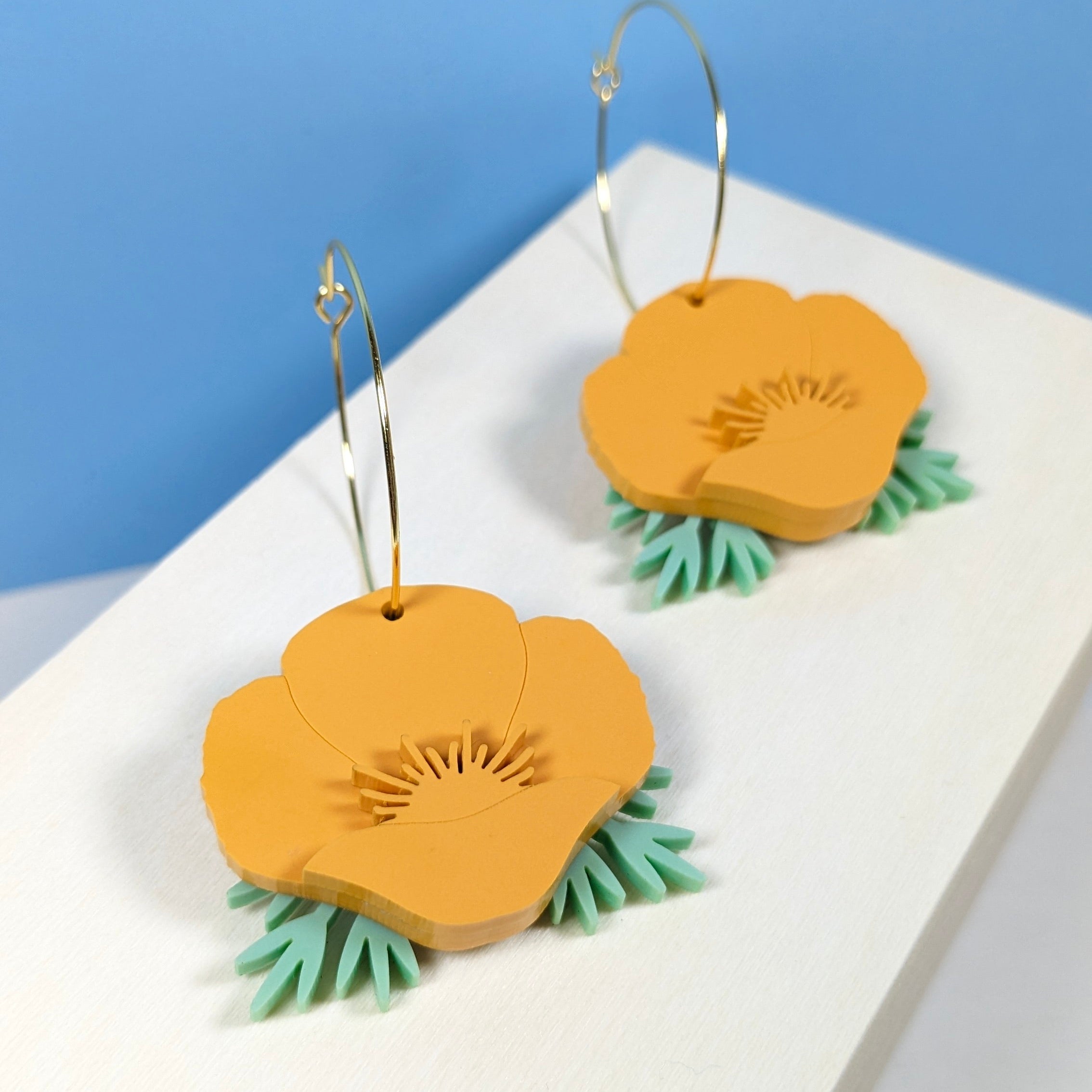 California Poppy Hoop Earrings