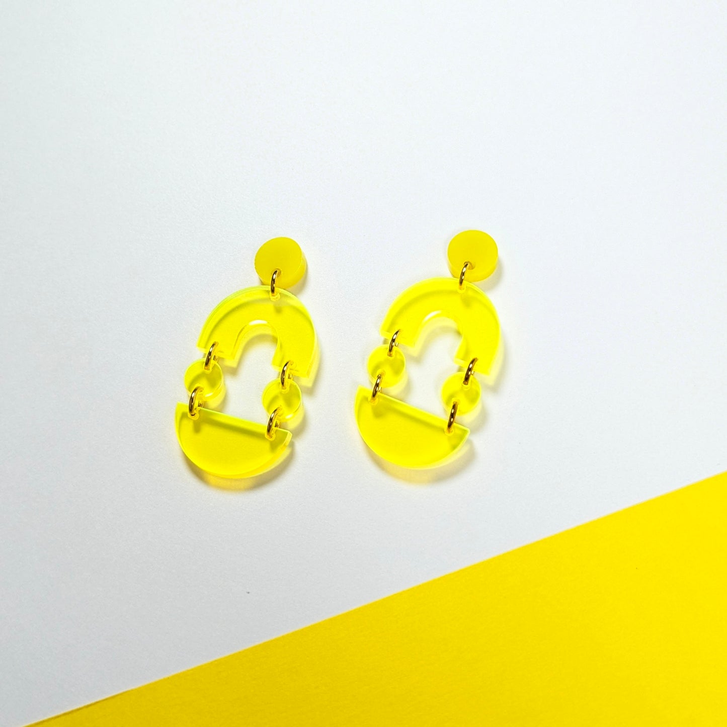 Neon Yellow Echelle Earrings