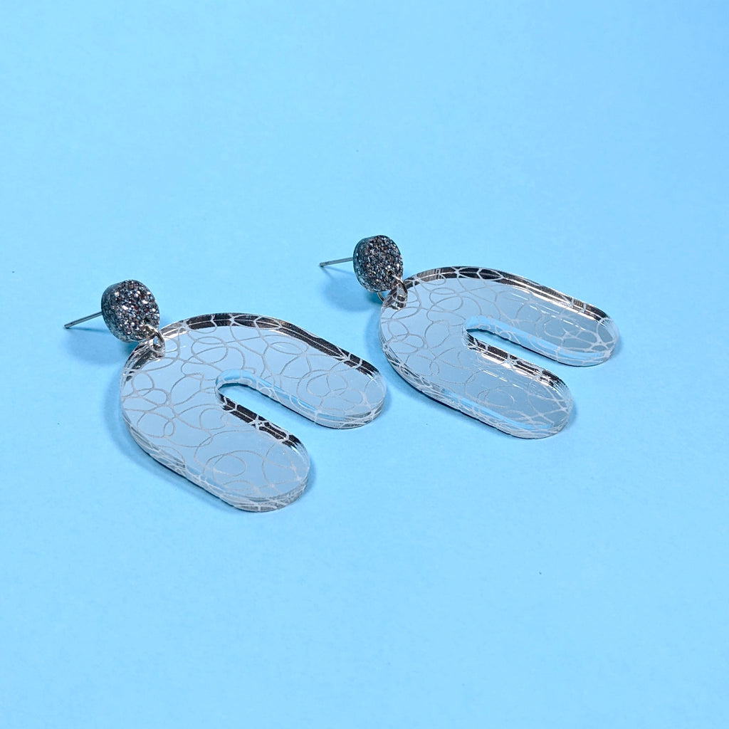 Mirrored Doodle Arch Earrings