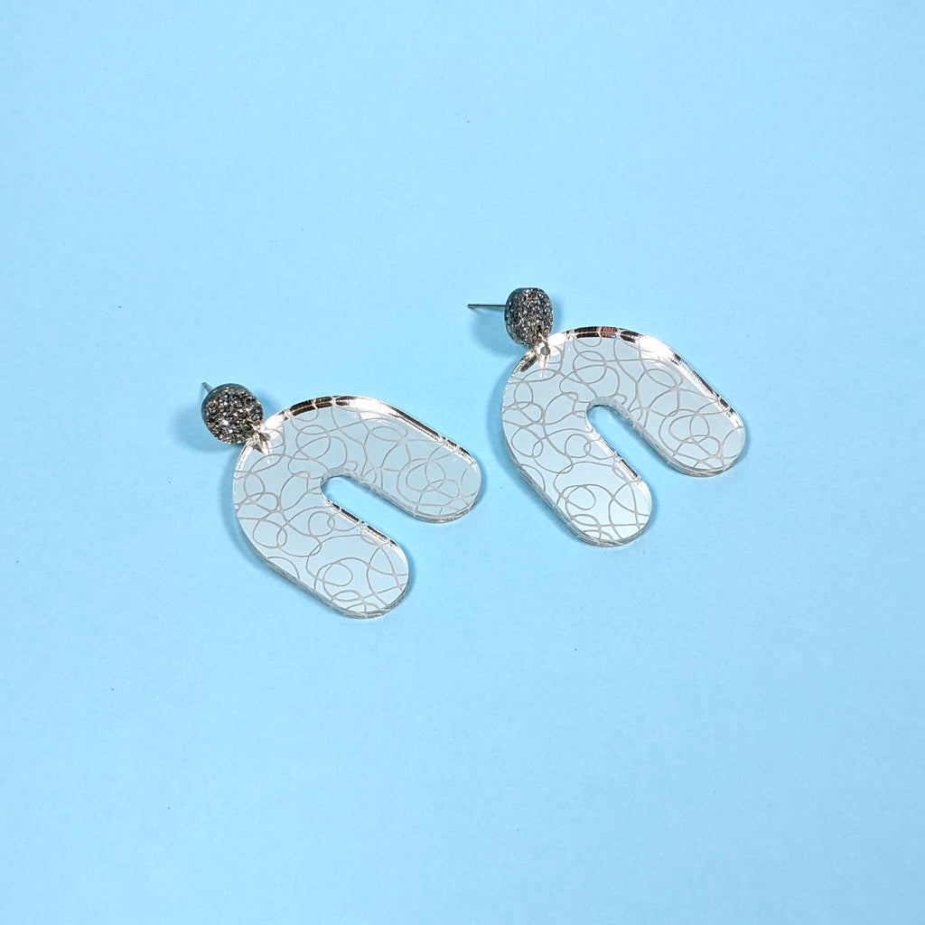 Mirrored Doodle Arch Earrings