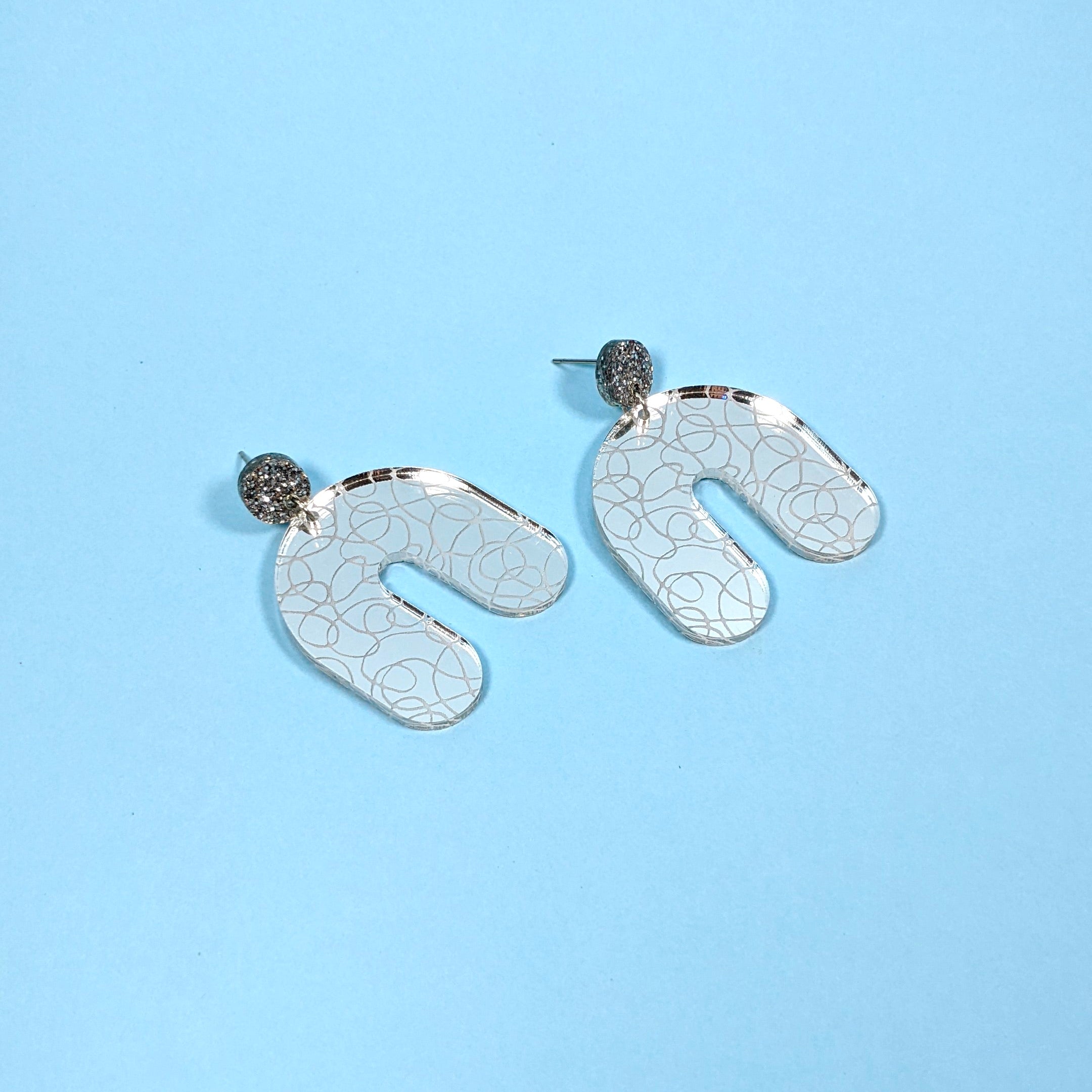 Mirrored Doodle Arch Earrings