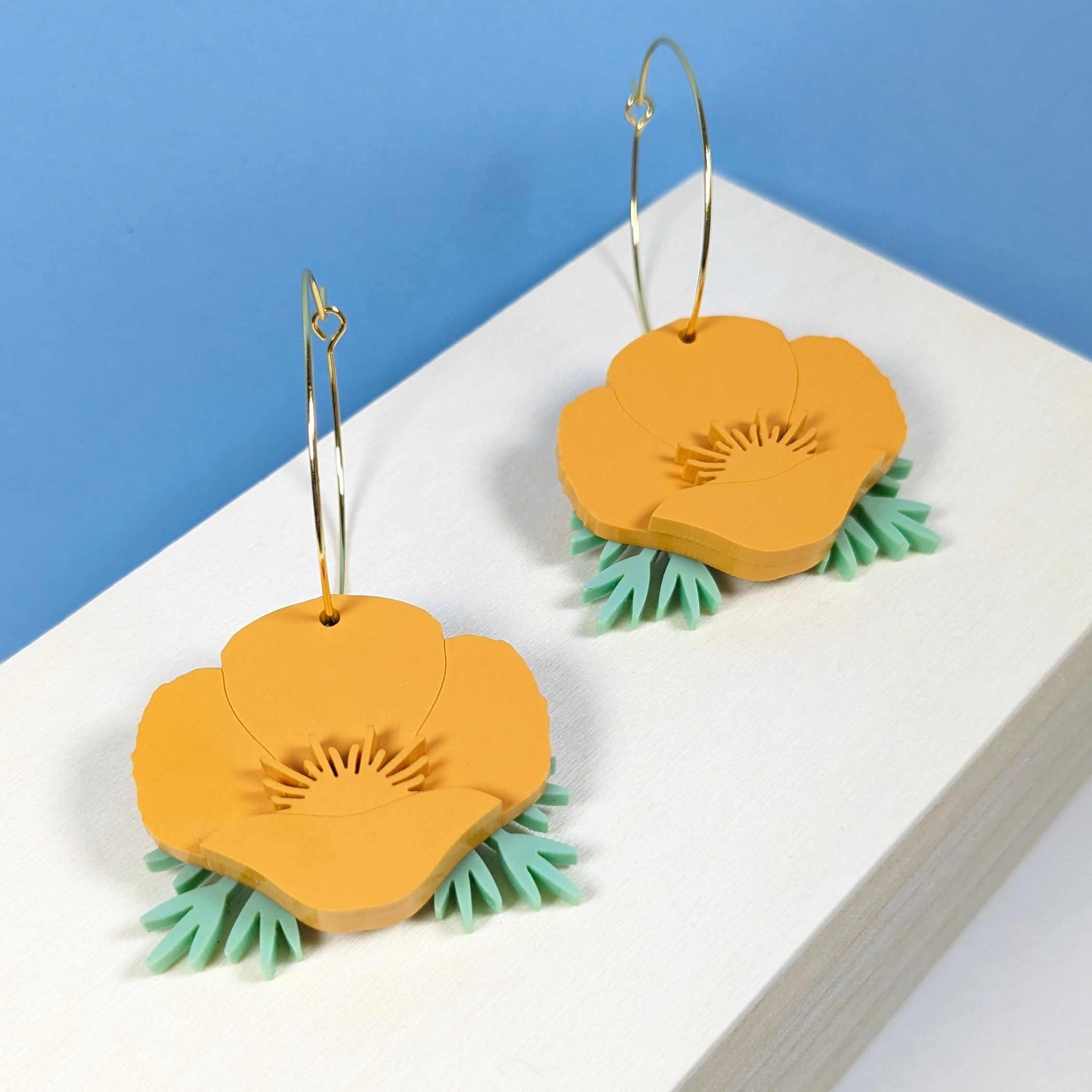 California Poppy Hoop Earrings