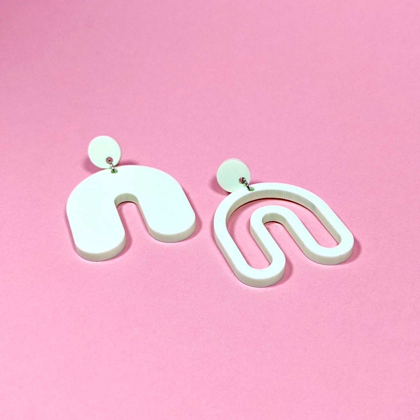 Mismatched Mint Arch Earrings