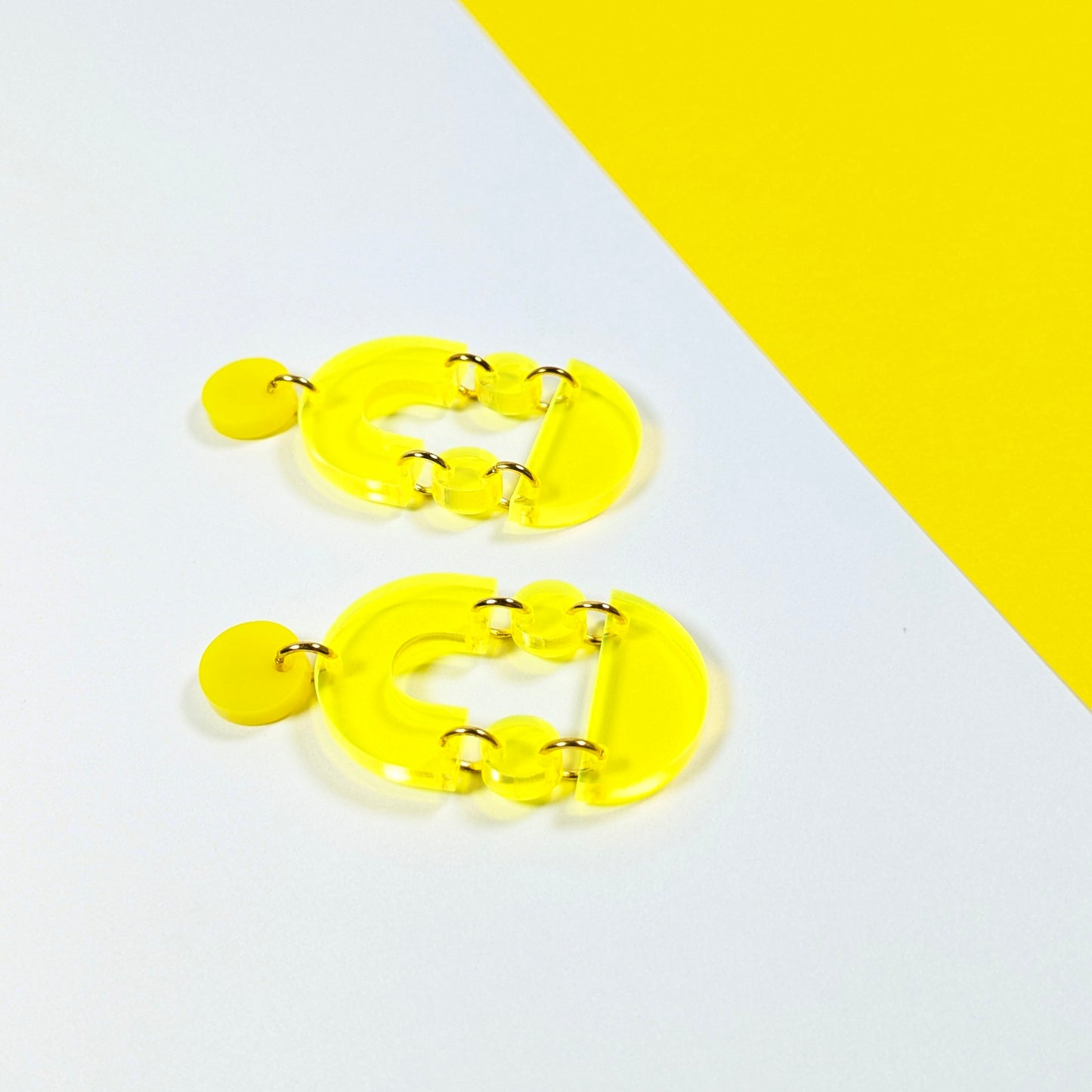 Neon Yellow Echelle Earrings