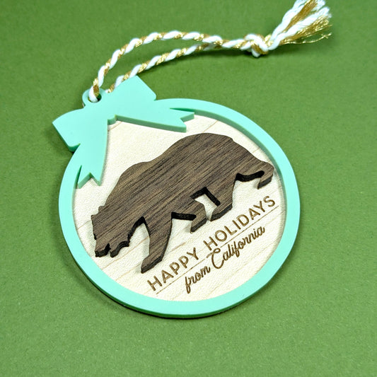 Happy Holidays from California Bear Ornament