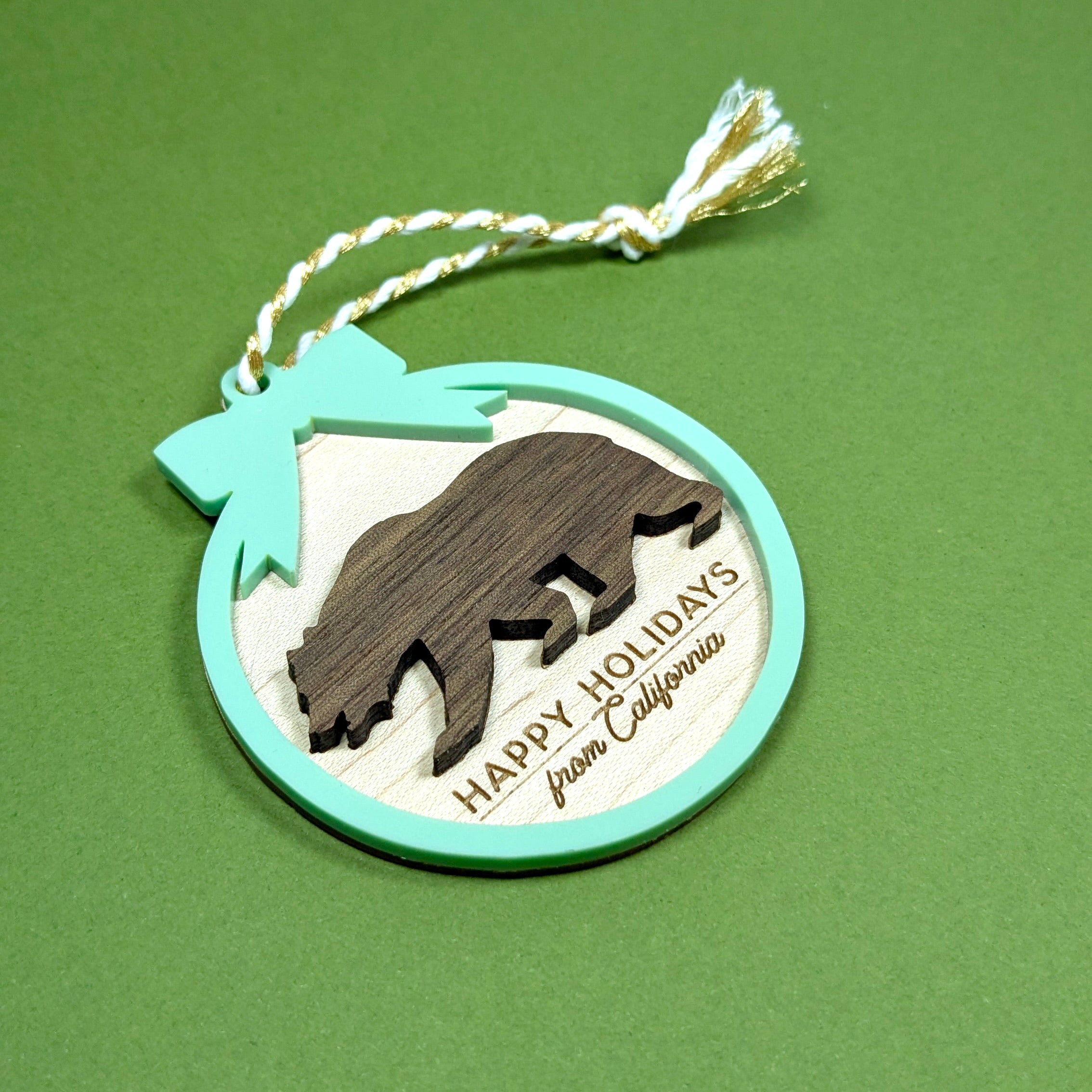Happy Holidays from California Bear Ornament