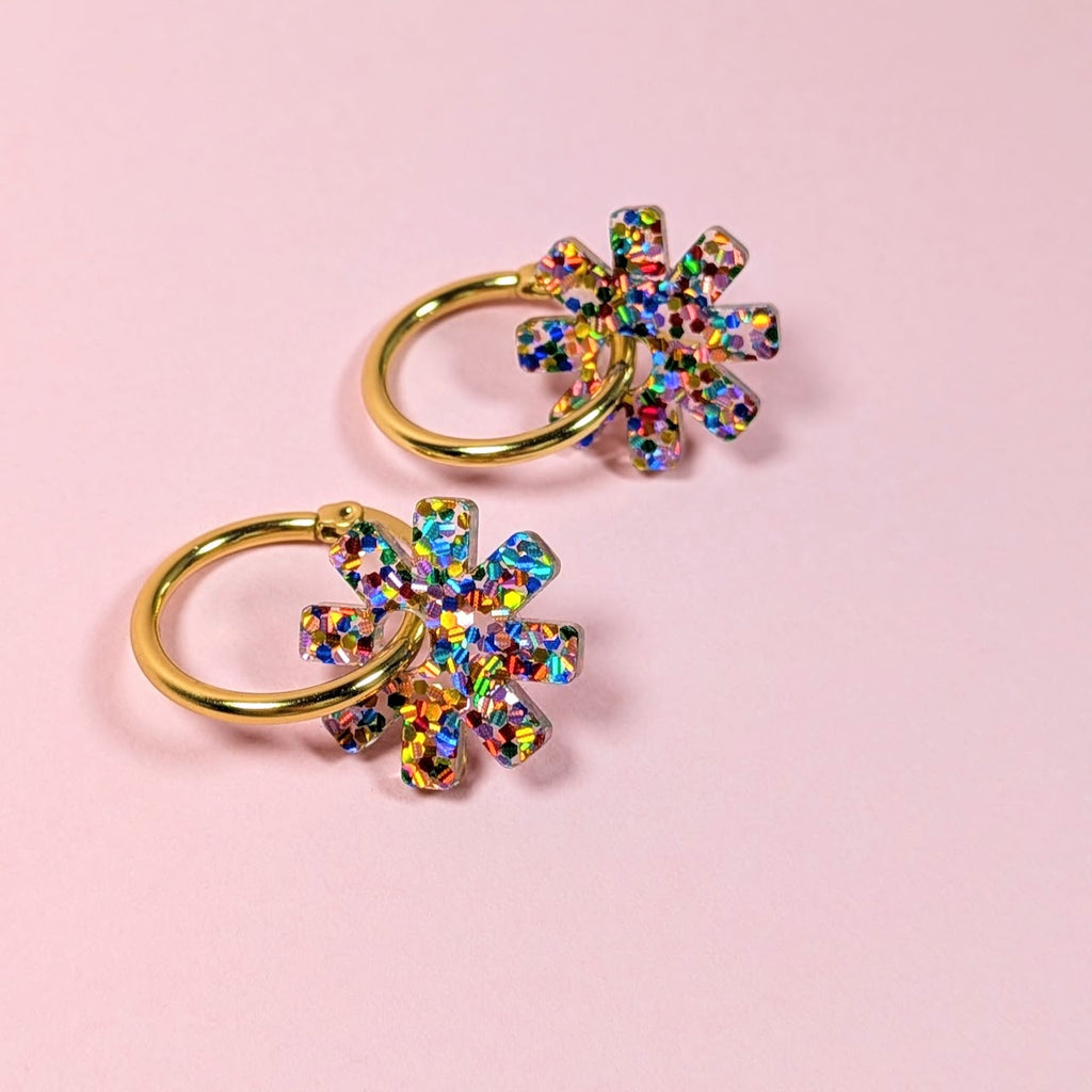 Rainbow Dazzle Hoop Charm Earrings