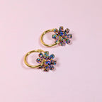 Rainbow Dazzle Hoop Charm Earrings