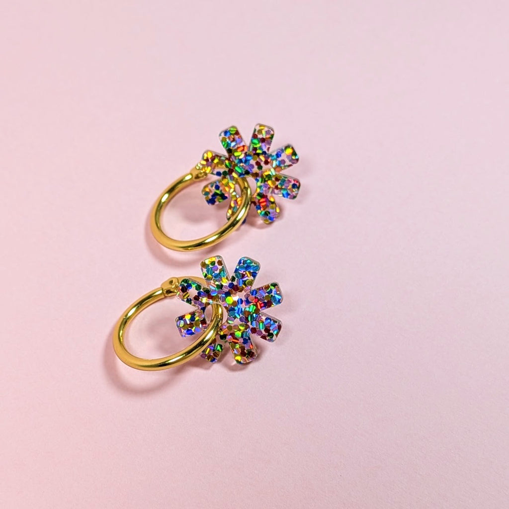 Rainbow Dazzle Hoop Charm Earrings