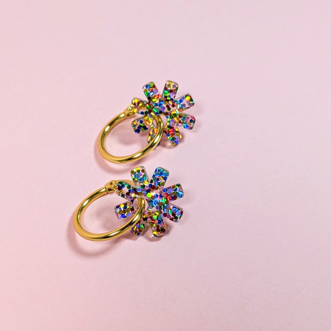 Rainbow Dazzle Hoop Charm Earrings