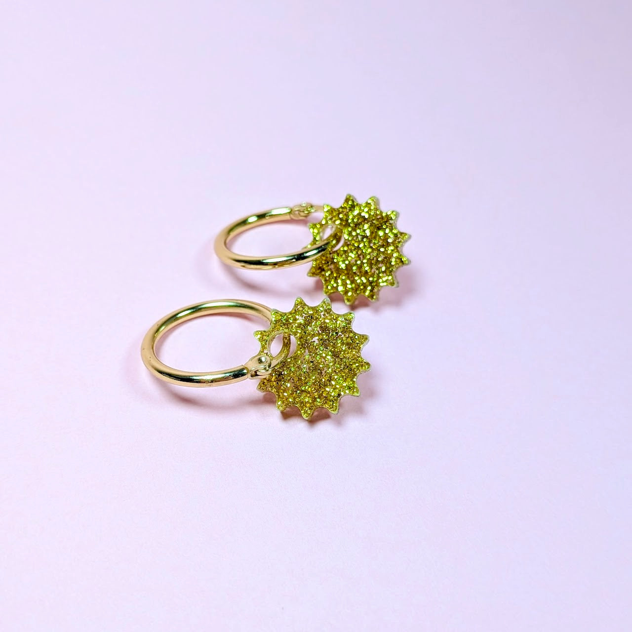 Gold Starburst Hoop Charm Earrings