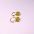 Gold Starburst Hoop Charm Earrings