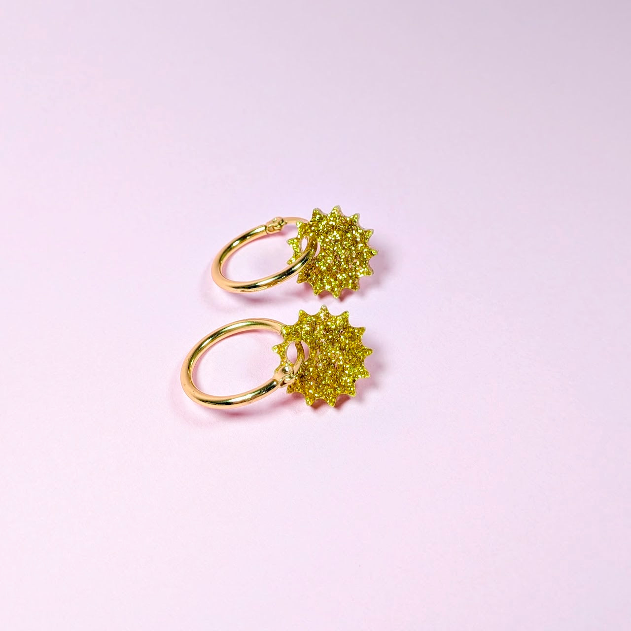 Gold Starburst Hoop Charm Earrings