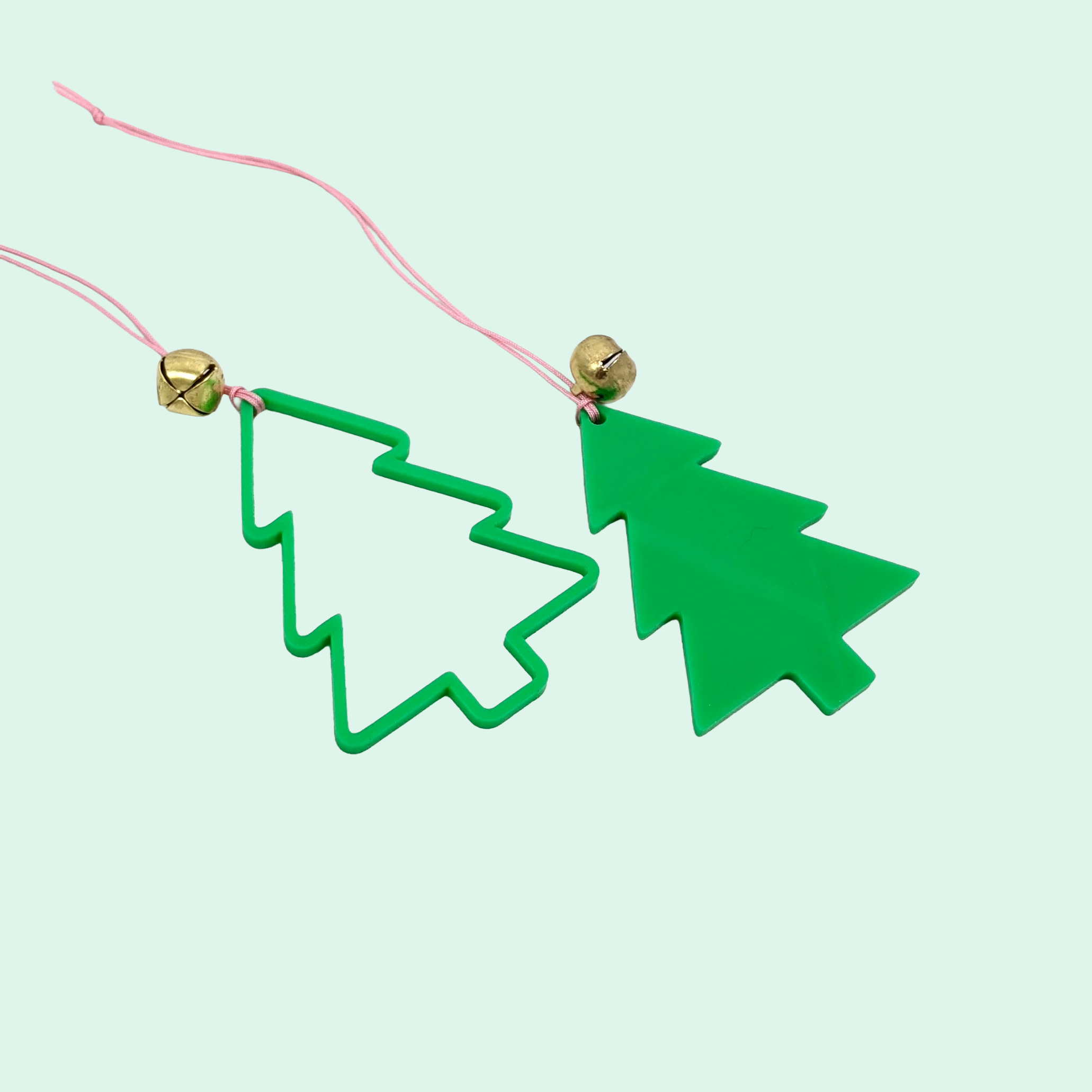 Pink and Green Pine Tree Acrylic Ornaments